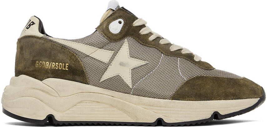 Golden Goose Khaki & Beige Running Sole Sneakers - Picture 5