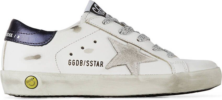 Golden Goose Kids White & Navy Super-Star Classic Sneakers - Picture 5