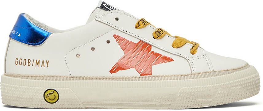 Golden Goose Kids White & Orange May Print Star Sneakers - Picture 4