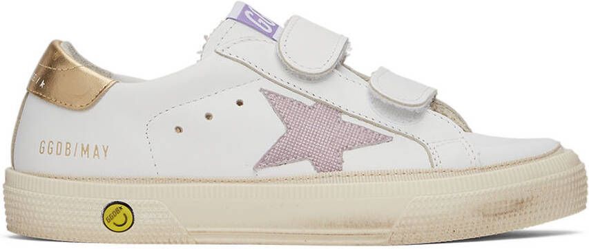 Golden Goose Kids White & Pink Check Star May School Sneakers - Picture 5