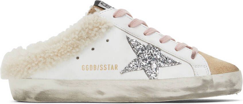 Golden Goose SSENSE Exclusive White & Beige Shearling Super-Star Sabot Sneakers - Picture 5