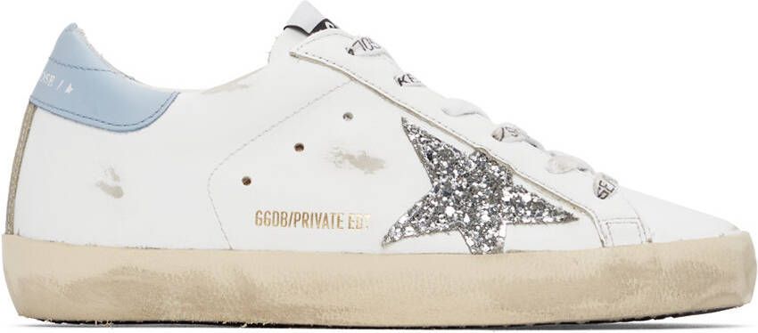 Golden Goose SSENSE Exclusive White & Blue Super-Star Classic Sneakers - Picture 5