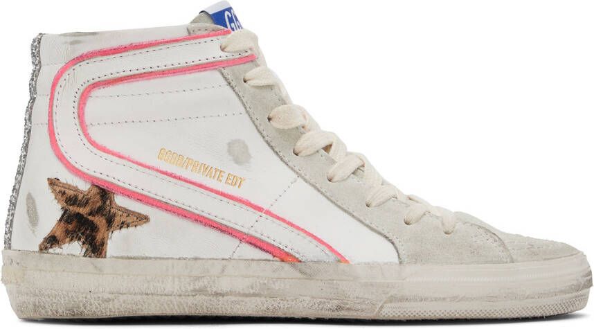 Golden Goose SSENSE Exclusive White & Gray Slide Sneakers - Picture 5