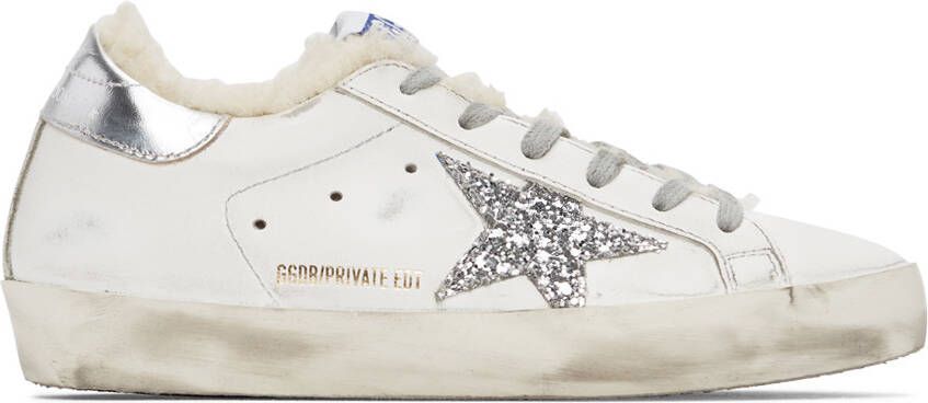 Golden Goose SSENSE Exclusive White & Silver Super-Star Shearling Sneakers - Picture 5