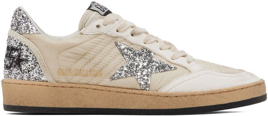 Golden Goose White & Beige Ball Star Sneakers - Picture 5