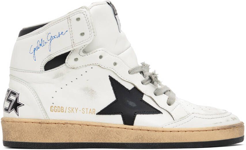 Golden Goose White & Black Sky-Star Sneakers - Picture 5