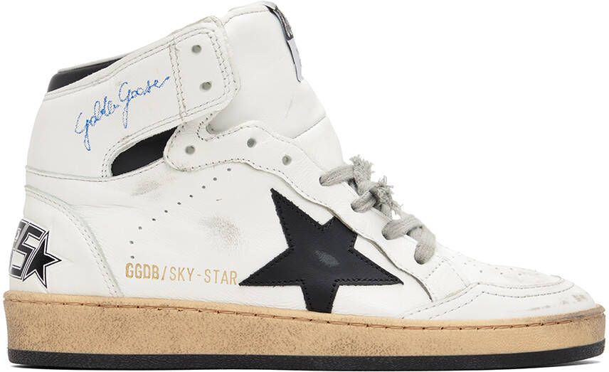 Golden Goose White & Black Sky-Star Sneakers - Picture 5