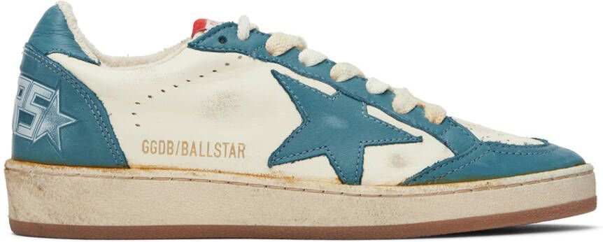 Golden Goose White & Blue Ball Star Sneakers