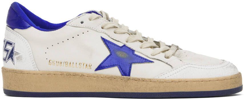 Golden Goose White & Blue Ball Star Sneakers - Picture 5