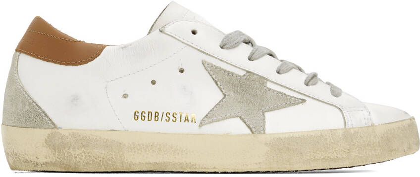 Golden Goose White & Brown Super-Star Classic Sneakers - Picture 5