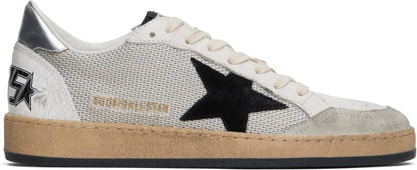 Golden Goose White & Gray Ball Star Sneakers - Picture 5