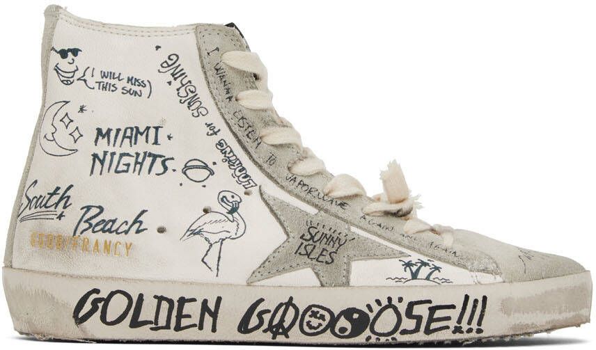 Golden Goose White & Gray Francy Classic High-Top Sneakers