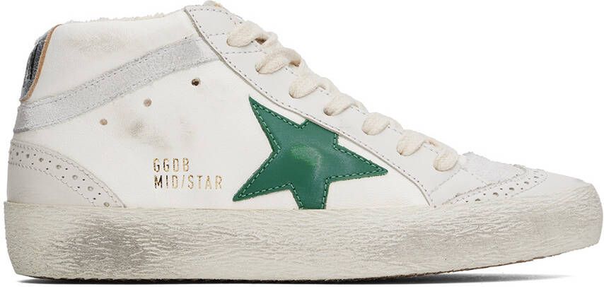 Golden Goose White & Gray Mid Star Sneakers - Picture 5