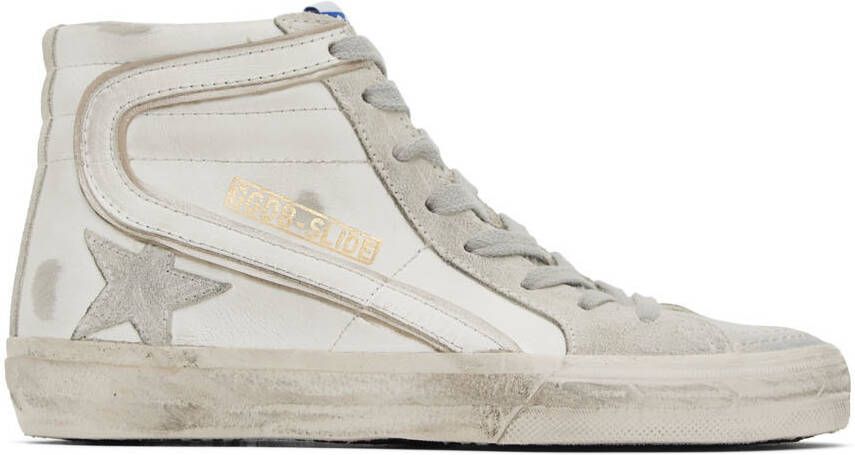 Golden Goose White & Gray Slide Classic High-Top Sneakers - Picture 5