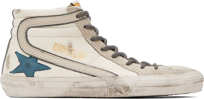 Golden Goose White & Gray Slide Classic Sneakers - Picture 5