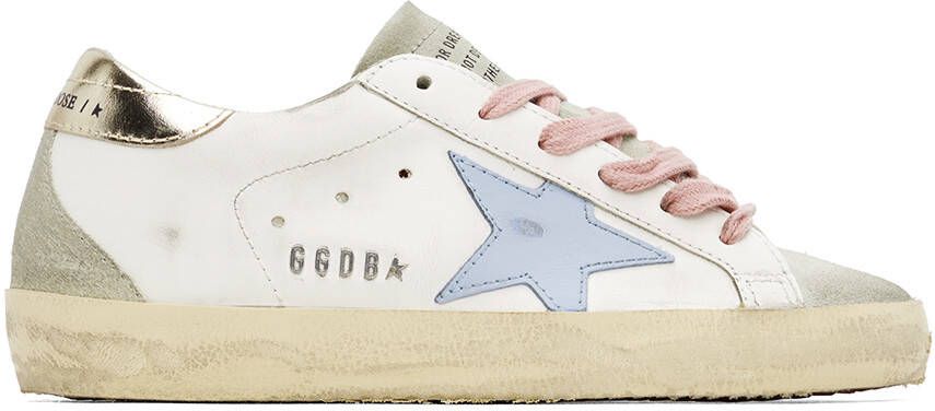 Golden Goose White & Gray Super-Star Sneakers - Picture 5