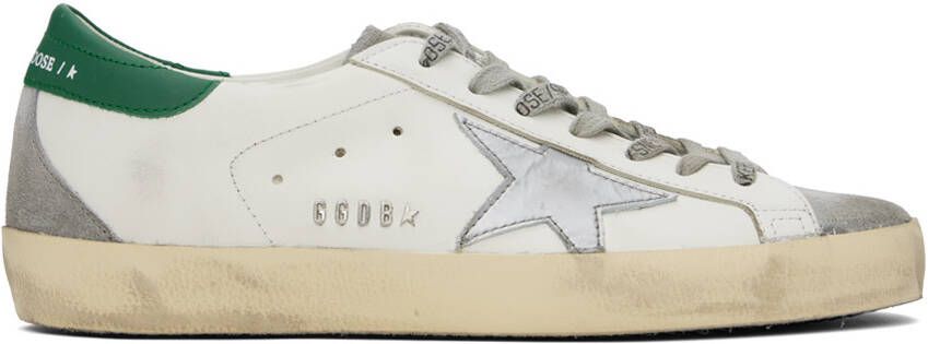 Golden Goose White & Green Super-Star Sneakers - Picture 5
