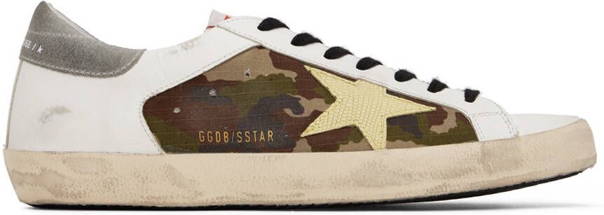 Golden Goose White & Green Super-Star Sneakers
