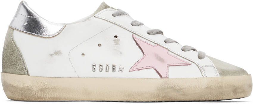 Golden Goose White & Grey Super-Star Classic Sneakers - Picture 5