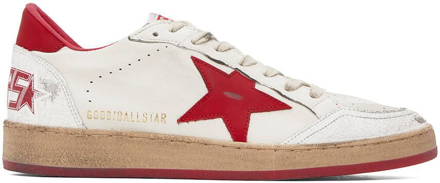 Golden Goose White & Red Ball Star Sneakers - Picture 5