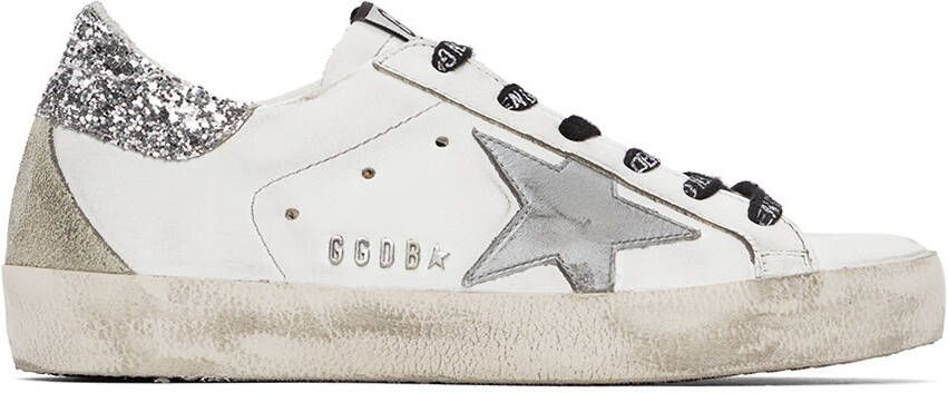 Golden Goose White & Silver Super-Star Classic Sneakers - Picture 5
