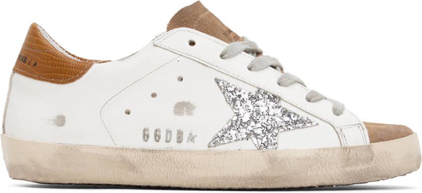 Golden Goose White & Tan Super-Star Sneakers - Picture 5