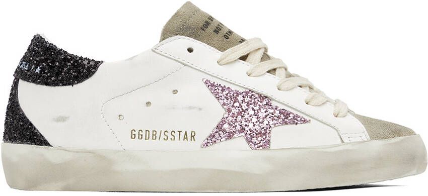 Golden Goose White & Taupe Super-Star Sneakers - Picture 5