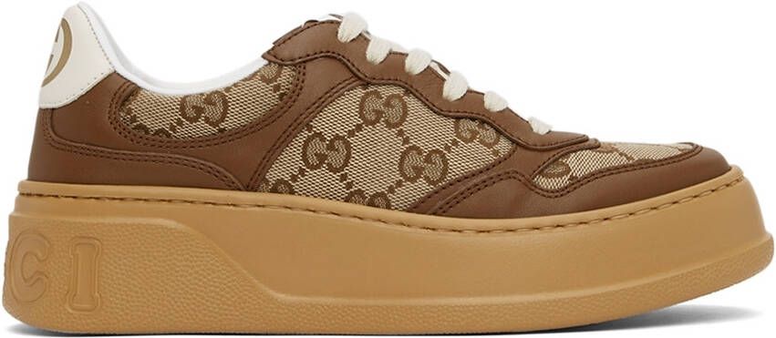 Gucci Beige & Brown GG Sneakers - Picture 5