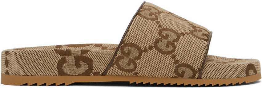 Gucci Beige & Brown Maxi GG Slide Sandals - Picture 5