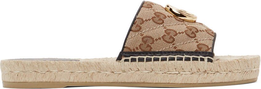 Gucci Beige Canvas GG Espadrille Sandals - Picture 5