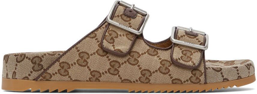 Gucci Beige Canvas GG Sandals - Picture 5
