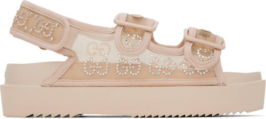 Gucci Beige Crystal GG Sandals - Picture 5