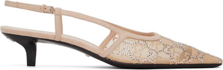 Gucci Beige GG Demi Heels - Picture 5