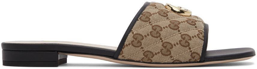 Gucci Beige GG Matelassé Flat Sandals - Picture 5