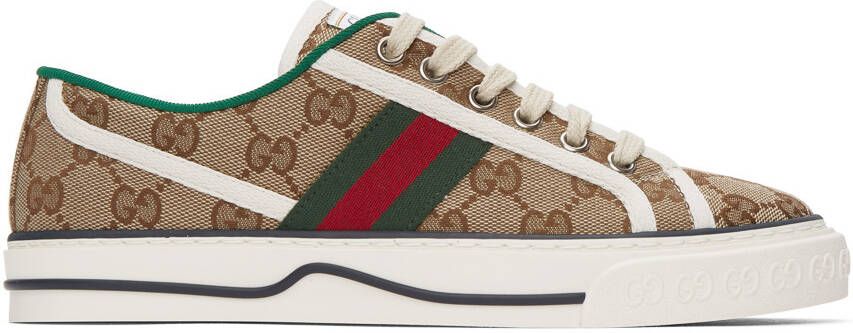 Gucci Beige GG Supreme ' Tennis 1977' Sneakers - Picture 5