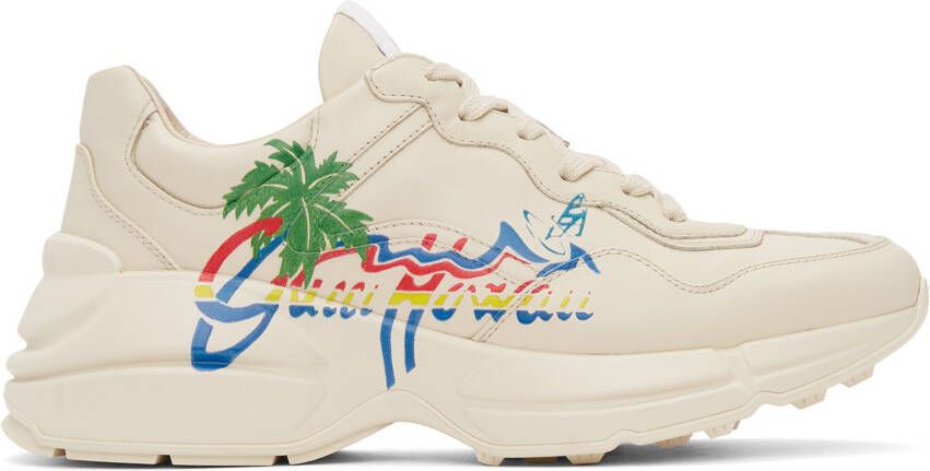 Gucci Beige ' Hawaii' Rython Sneakers - Picture 5