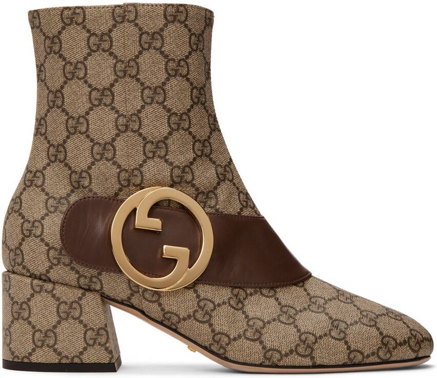 Gucci Beige Interlocking G Blondie Boots - Picture 5
