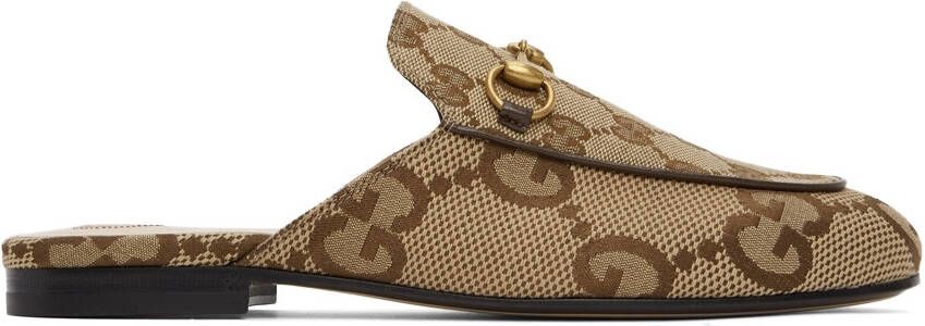 Gucci Beige Jumbo GG Princetown Loafers - Picture 4