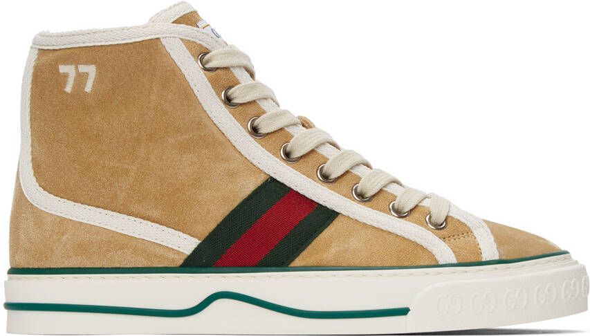 Gucci Beige Suede ' Tennis 1977' High-Top Sneakers - Picture 5