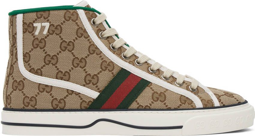 Gucci Beige ' Tennis 1977' High-Top Sneakers - Picture 5