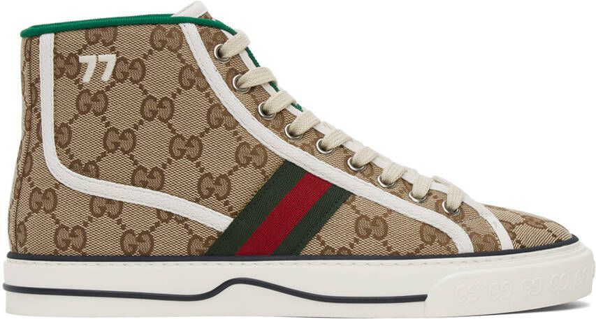 Gucci Beige ' Tennis 1977' High-Top Sneakers - Picture 5