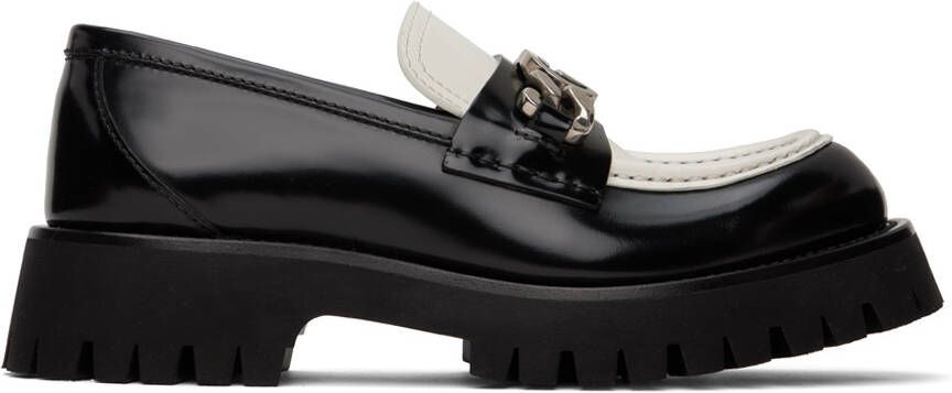 Gucci Black & White Hardware Loafers - Picture 5