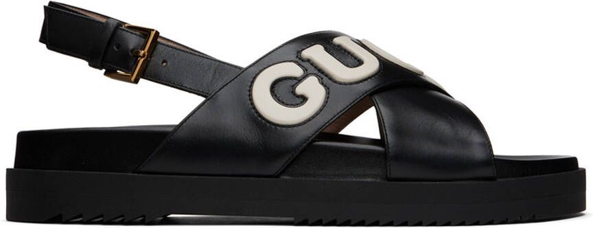 Gucci Black & White Slingback Sandals - Picture 3
