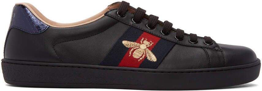 Gucci Black Embroidered Ace Sneakers - Picture 4