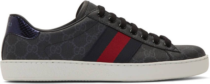 Gucci Black GG Supreme Ace Sneakers - Picture 4