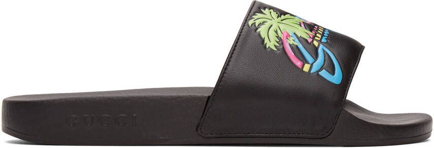 Gucci Black ' Hawaii' Pool Slides - Picture 5