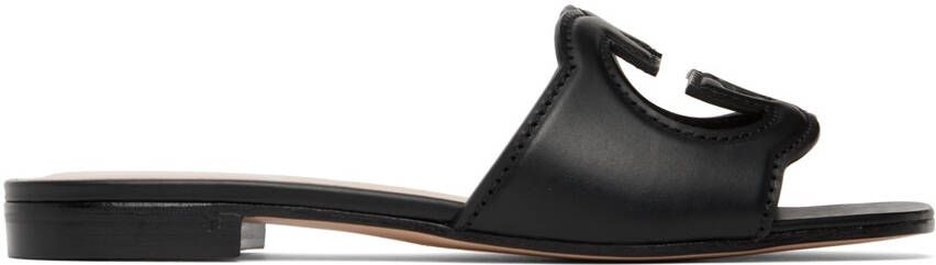 Gucci Black Interlocking G Flat Sandals