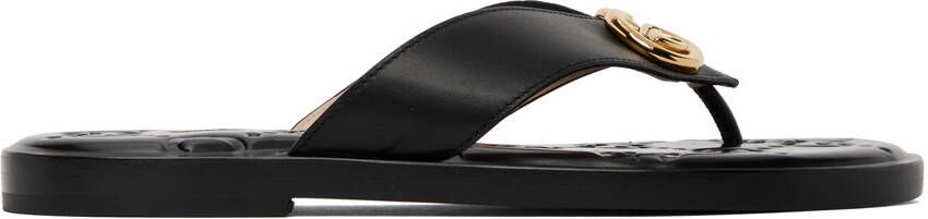 Gucci Black Interlocking G Flat Sandals - Picture 5