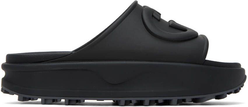 Gucci Black Interlocking G Slide Sandals