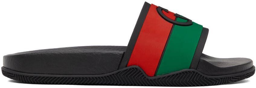 Gucci Black Interlocking G Slip-On Sandals